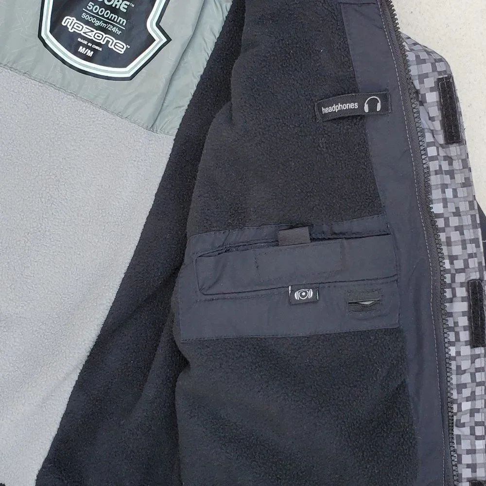 Ripzone Black and Gray Hooded Snow Jacket